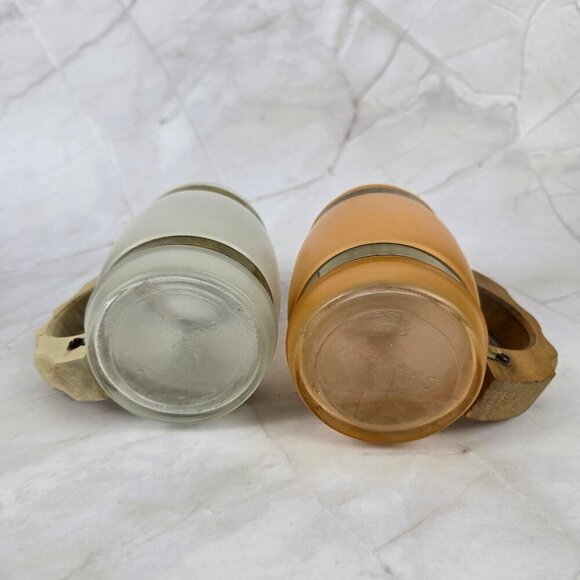 Vintage Siesta Ware Barrel Frosted Mugs Glasses Set of 4 Blue Orange Yellow - Picture 5 of 13